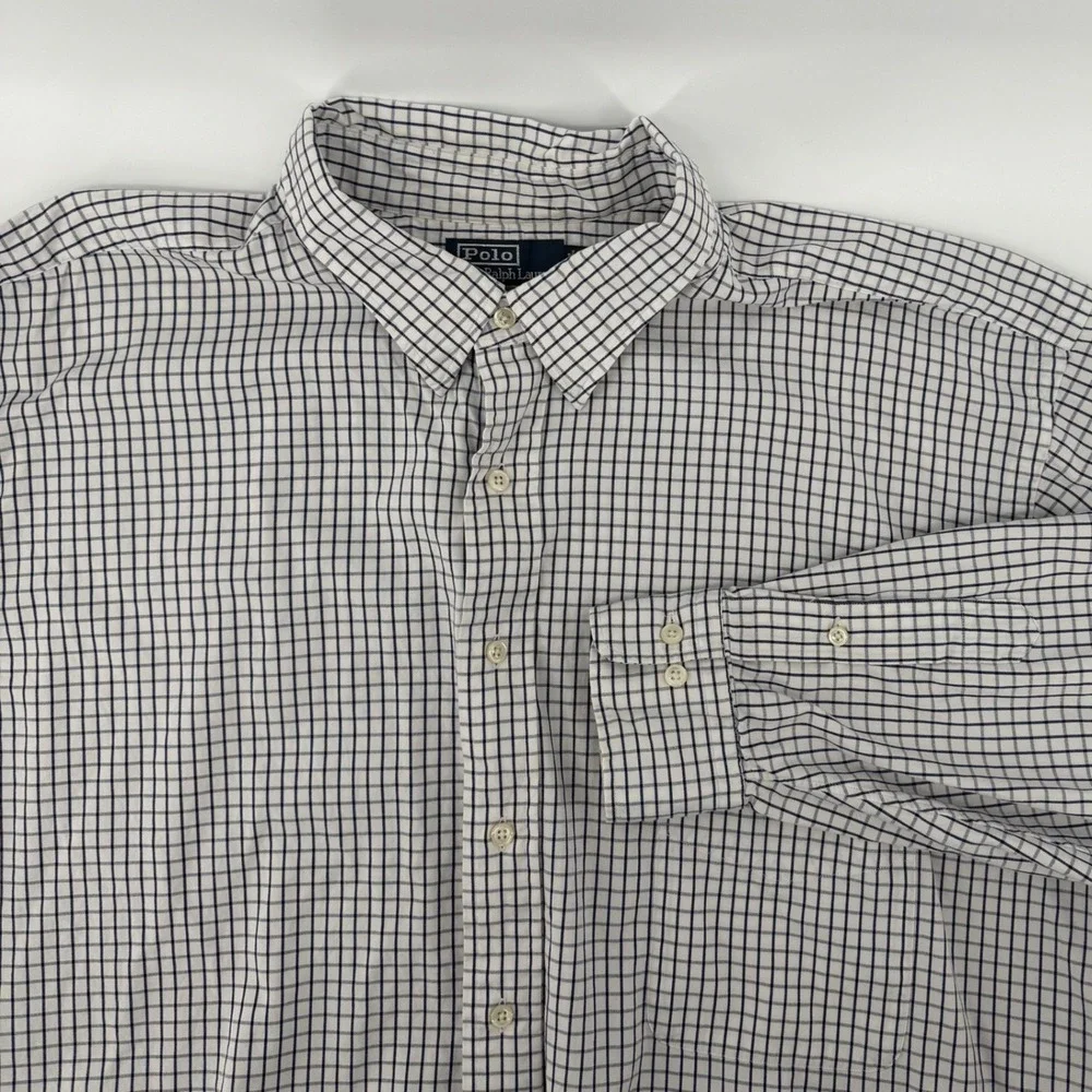 Polo Ralph Lauren Big Tall Men Button Down Shirt Plaid Oxford Long Sleeve 20/2XL